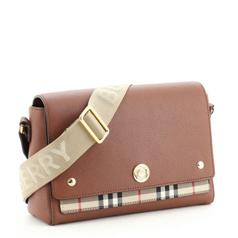 vintage check and leather crossbody bag burberry|Burberry note leather check bag.